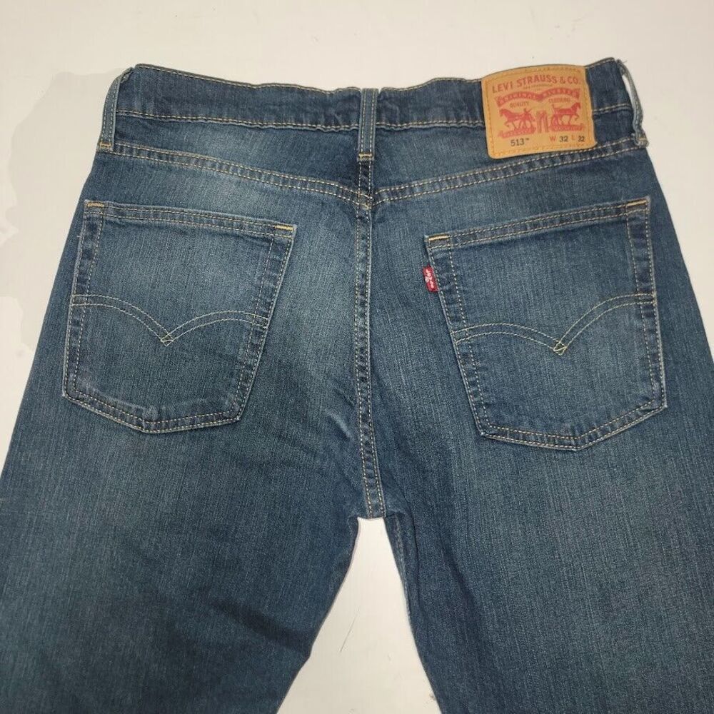 Levi's 513 Jeans Mens 32x32 Slim Straight Dark Wash Denim Excellent Condition